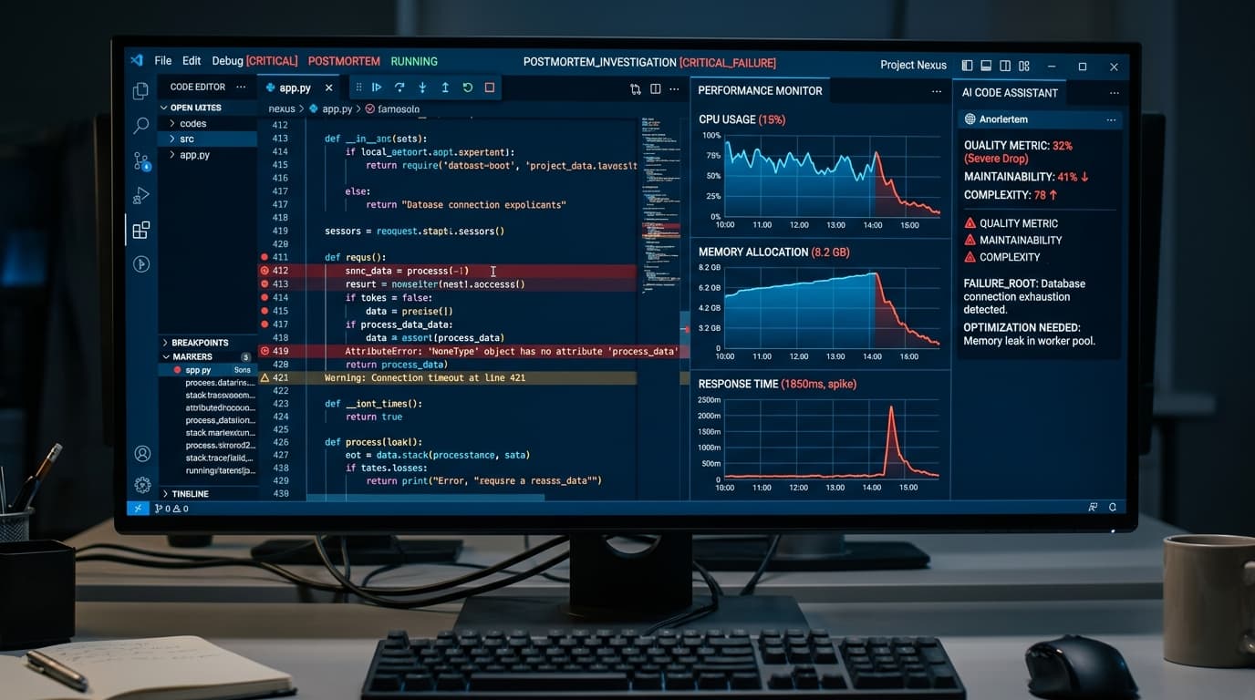 หน้าจอคอมพิวเตอร์แสดงโค้ดและ AI interface — Claude Code performance issue