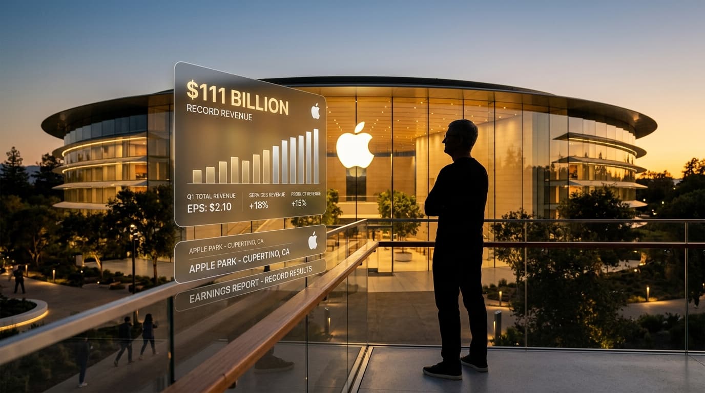 Apple logo บนอาคาร Apple Park สำนักงานใหญ่ในเมือง Cupertino แสดงถึงความแข็งแกร่งของธุรกิจ