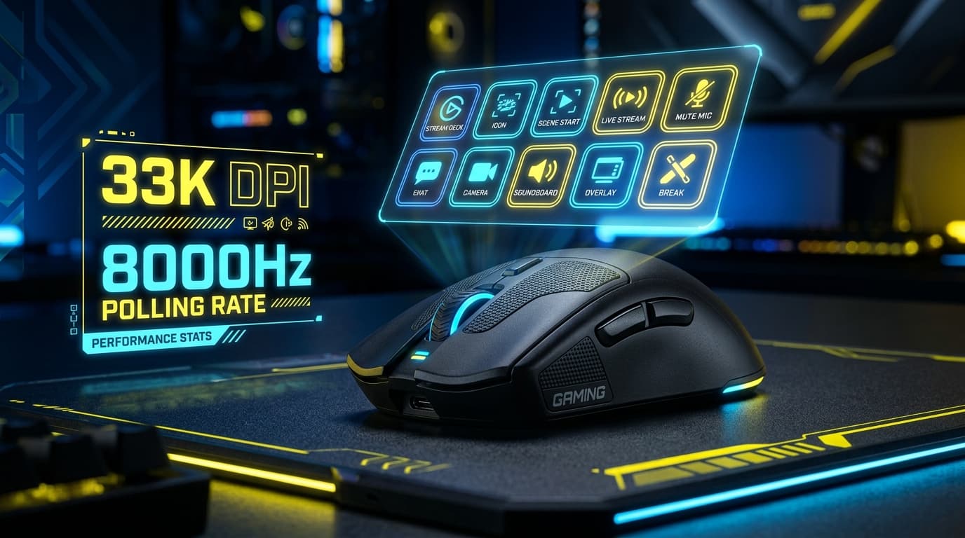 Corsair Nightsword V2 Wireless SD เมาส์เกมมิ่งสีดำดีไซน์พรีเมียม พร้อมปุ่ม Stream Deck Launch Button