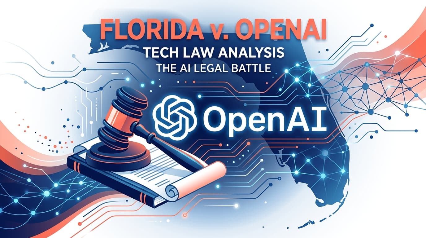 Florida state legal document with OpenAI logo and AI neural network background