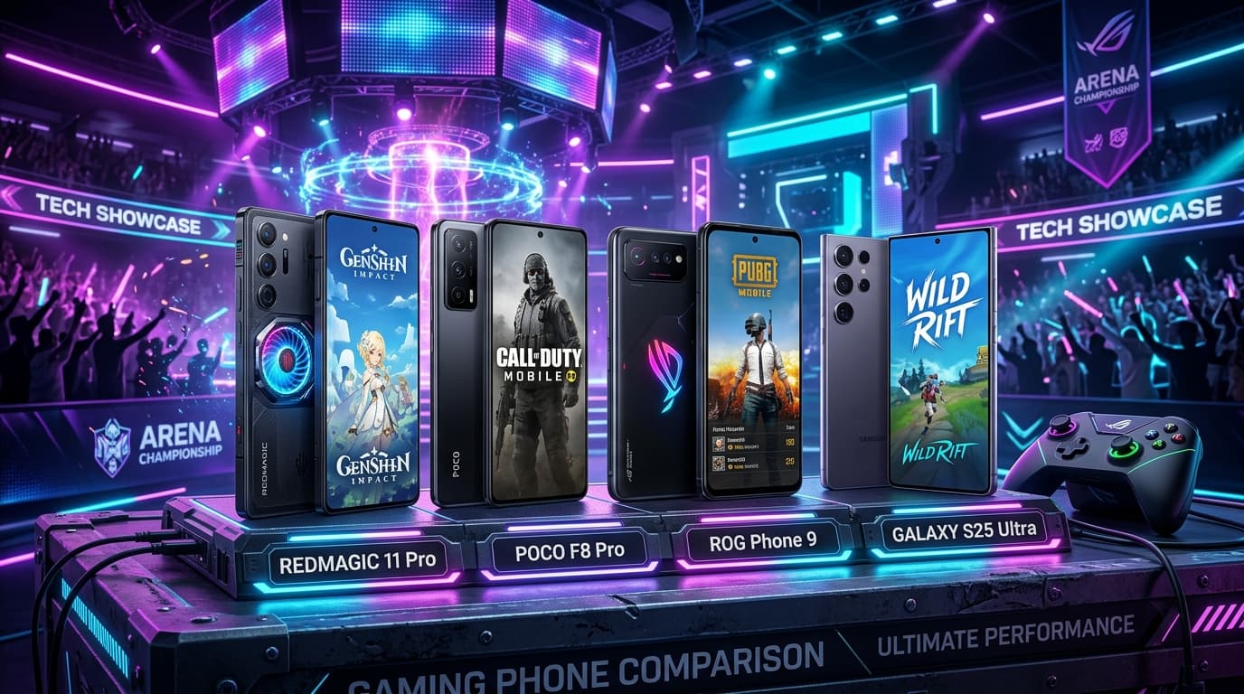 มือถือเกมมิ่ง 2026 เปรียบเทียบ RedMagic 11 Pro Poco F8 Pro ROG Phone 9 Galaxy S25 Ultra