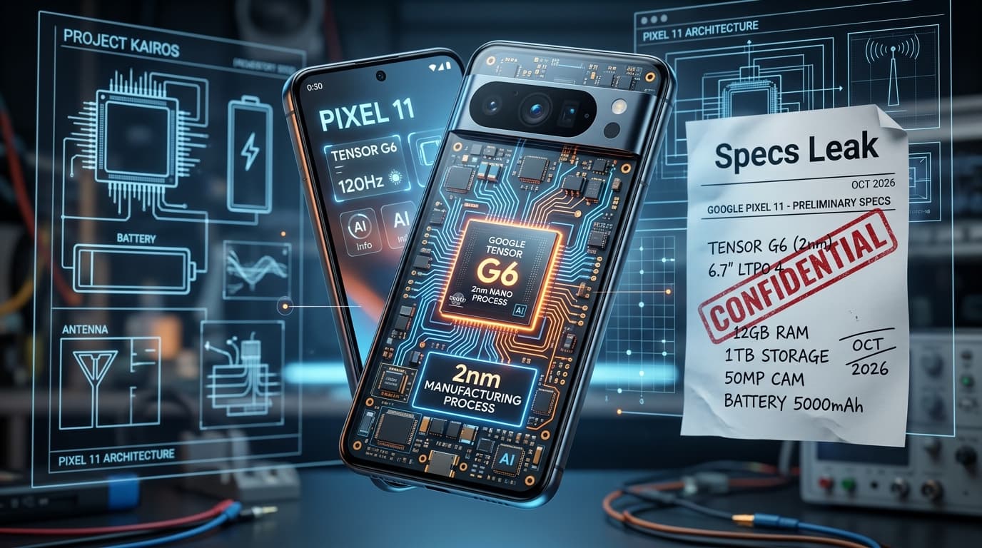 Google Pixel 11 สมาร์ทโฟนรุ่นใหม่พร้อมชิป Tensor G6 กระบวนการผลิต 2nm