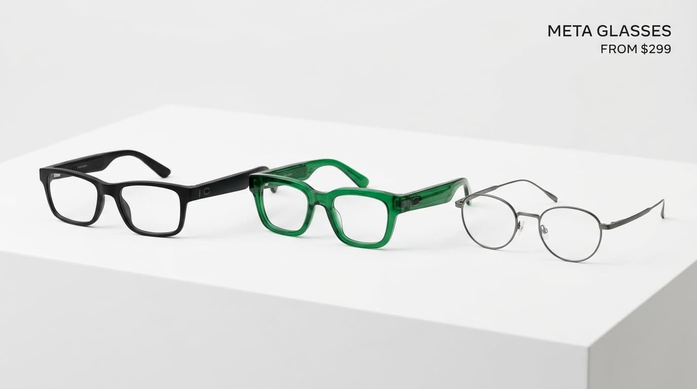 Meta Glasses 2026 three models showcased: Adventurer, Fury, Starfire, $299 AI smart glasses, product display