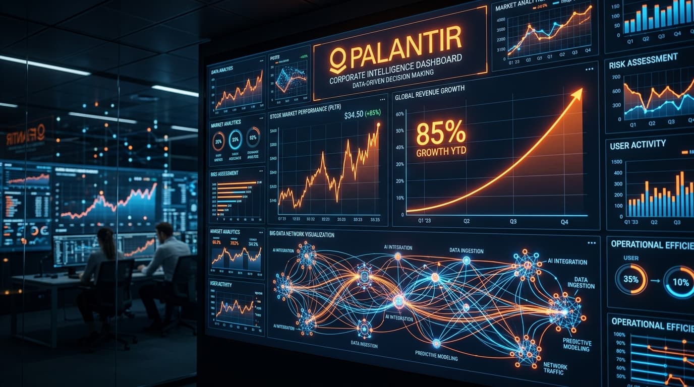 กราฟรายได้พุ่งสูงของ Palantir Q1 2026 สะท้อนการเติบโตจาก AI